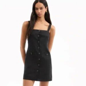 Veronica Beard Nico Linen Black Sleeveless Button-Down Shift Dress Size 6 NWT